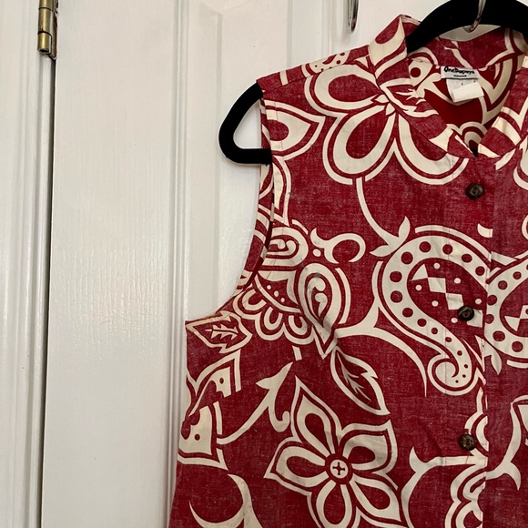 ONE PAPAYA, BLOUSE, Sleeveless, Made in Hawaii, size large. - Picture 3 of 6